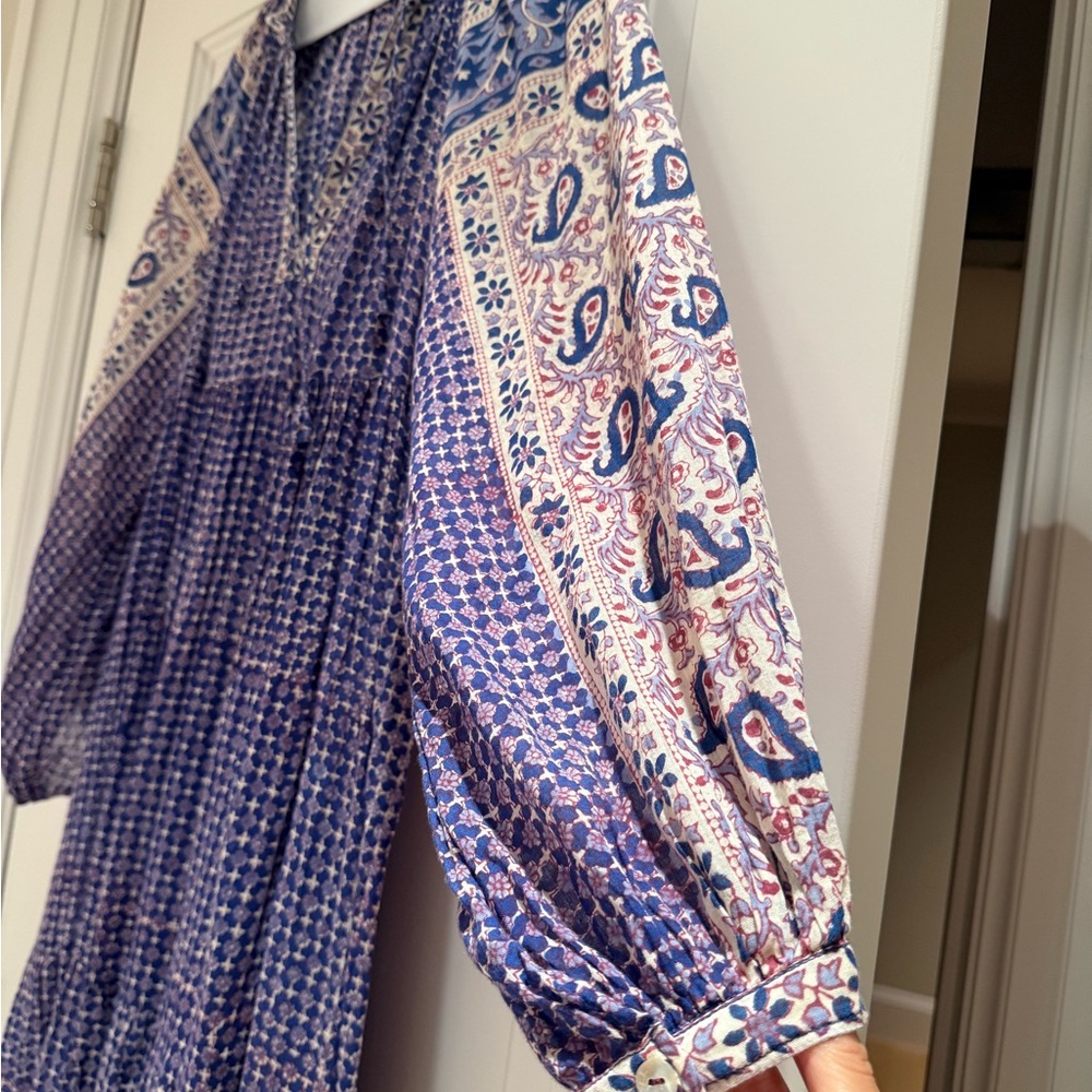 Matta Yamini Booj Tunic Style Blue and Purple Patterned Flowy Maxi Dress - Picture 6 of 8